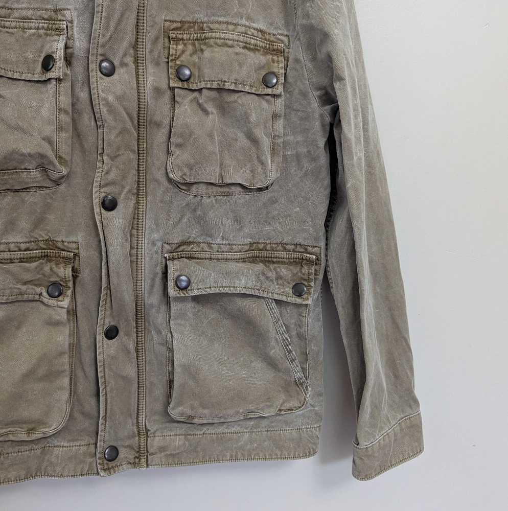 Lucky Brand Distressed Canvas Utility Cargo Jacket Ranch Rugged - Picture 2 of 12